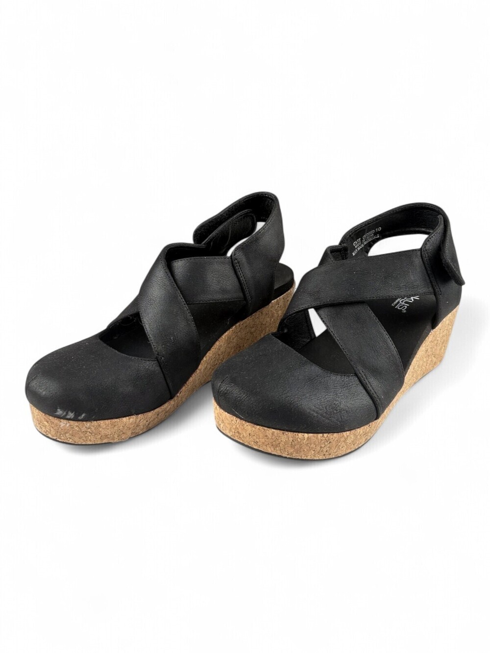 Corkys Case Closed Black Cork Wedge Platform Sandals Womens Size 10